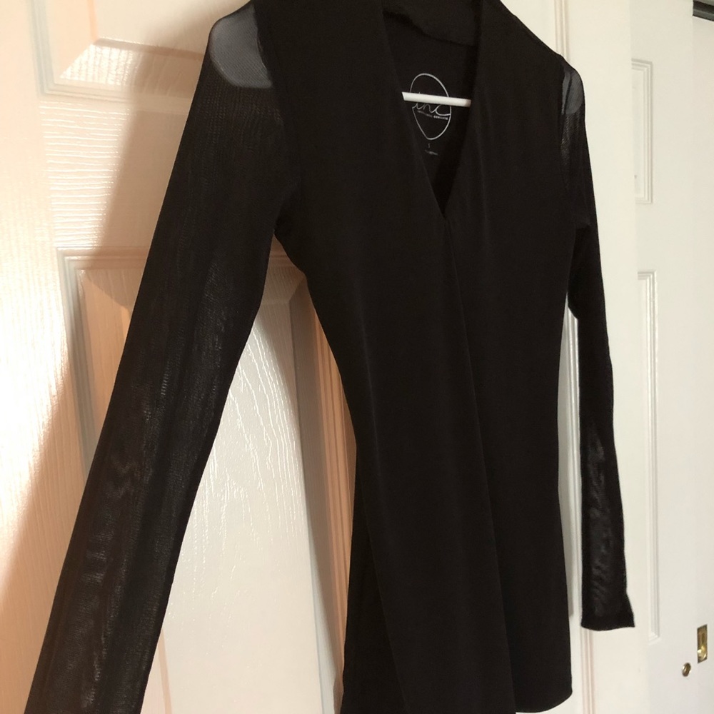 INC Women’s Black Long Sleeve Mesh Sleeves Size S